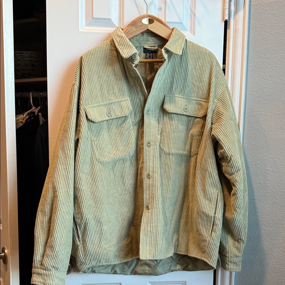 Forever 21 Men's Corduroy Shirt Jacket - Sage